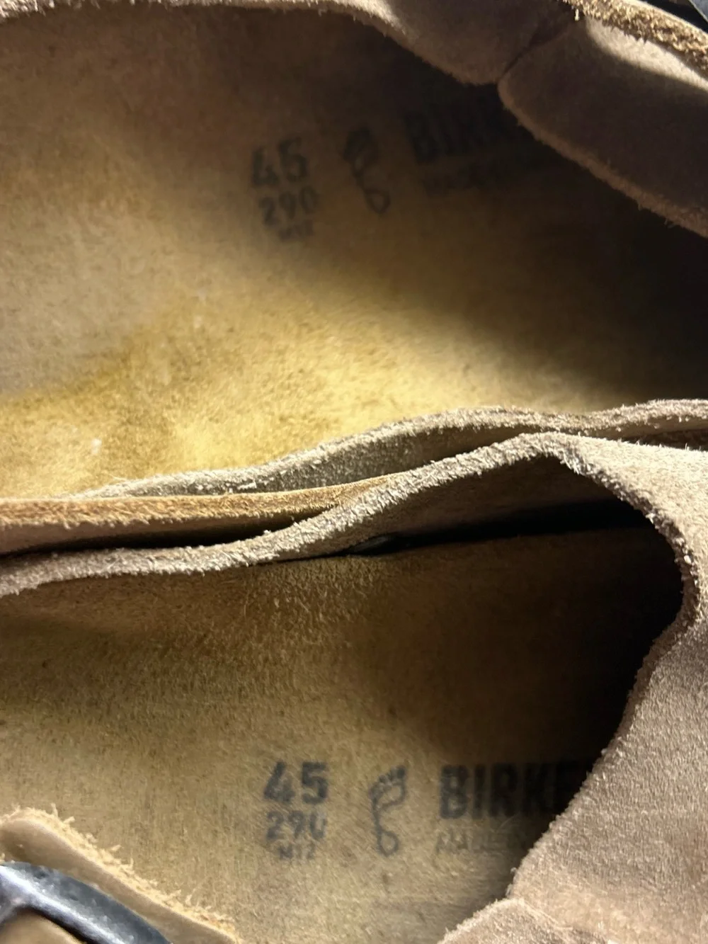 Birkenstock Men's Lutry Suede Slip-On Clog in tan size 12(45)